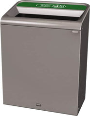 Rubbermaid - 45 Gal Gray Rectangle Decorative Indoor Single Stream Waste Receptacle - Metal, Organic Waste Graphic, 37.965" High x 29.132" Long x 19-1/2" Wide, Lid Included - A1 Tooling