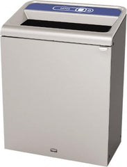 Rubbermaid - 45 Gal Gray Rectangle Decorative Indoor Single Stream Waste Receptacle - Metal, Paper Graphic, 37.965" High x 29.132" Long x 19-1/2" Wide, Lid Included - A1 Tooling