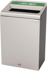 Rubbermaid - 33 Gal Gray Rectangle Decorative Indoor Single Stream Waste Receptacle - Metal, Organic Waste Graphic, 37.965" High x 24.051" Long x 19-1/2" Wide, Lid Included - A1 Tooling