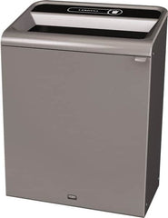 Rubbermaid - 45 Gal Gray Rectangle Decorative Indoor Single Stream Waste Receptacle - Metal, Landfill Graphic, 37.965" High x 29.132" Long x 19-1/2" Wide, Lid Included - A1 Tooling