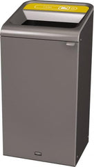 Rubbermaid - 23 Gal Gray Rectangle Decorative Indoor Single Stream Waste Receptacle - Metal, Cans Graphic, 37.965" High x 19.588" Long x 19-1/2" Wide, Lid Included - A1 Tooling