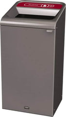 Rubbermaid - 23 Gal Gray Rectangle Decorative Indoor Single Stream Waste Receptacle - Metal, Plastic Graphic, 37.965" High x 19.588" Long x 19-1/2" Wide, Lid Included - A1 Tooling