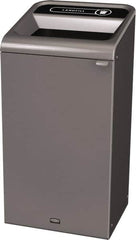 Rubbermaid - 23 Gal Gray Rectangle Decorative Indoor Single Stream Waste Receptacle - Metal, Landfill Graphic, 37.965" High x 19.588" Long x 19-1/2" Wide, Lid Included - A1 Tooling