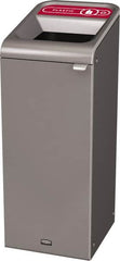 Rubbermaid - 15 Gal Gray Rectangle Decorative Indoor Single Stream Waste Receptacle - Metal, Plastic Graphic, 37.965" High x 14.784" Long x 19-1/2" Wide, Lid Included - A1 Tooling