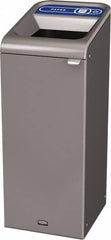 Rubbermaid - 15 Gal Gray Rectangle Decorative Indoor Single Stream Waste Receptacle - Metal, Paper Graphic, 37.965" High x 14.784" Long x 19-1/2" Wide, Lid Included - A1 Tooling