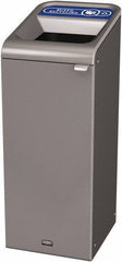 Rubbermaid - 15 Gal Gray Rectangle Decorative Indoor Single Stream Waste Receptacle - Metal, Mixed Recycling Graphic, 37.965" High x 14.784" Long x 19-1/2" Wide, Lid Included - A1 Tooling