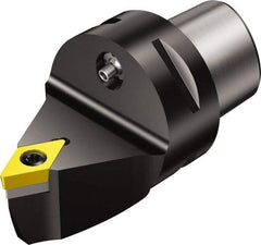 Sandvik Coromant - Neutral Cut, Size C3, DCMT 11 T3 08 & DCMT 3(2.5)2 Insert Compatiblity, Internal Modular Turning & Profiling Cutting Unit Head - 0.5mm Ctr to Cutting Edge, 40mm Head Length, Through Coolant, Series CoroTurn 107 - A1 Tooling