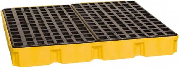 Eagle - 61 Gal Sump, 10,000 Lb Capacity, 4 Drum, Polyethylene Platform - 52-1/2" Long x 51-1/2" Wide x 6-1/2" High, Yellow, Liftable Fork, Low Profile, Vertical, 2 x 2 Drum Configuration - A1 Tooling