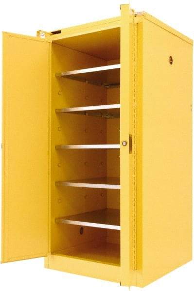 Securall Cabinets - 2 Door, 5 Shelf, Yellow Steel Standard Safety Cabinet for Flammable and Combustible Liquids - 67" High x 31" Wide x 31" Deep, Self Closing Door, 3 Point Key Lock, 120 Gal Capacity - A1 Tooling