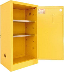 Securall Cabinets - 1 Door, 2 Shelf, Yellow Steel Standard Safety Cabinet for Flammable and Combustible Liquids - 44" High x 24" Wide x 18" Deep, Manual Closing Door, 3 Point Key Lock, 20 Gal Capacity - A1 Tooling