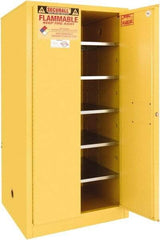 Securall Cabinets - 2 Door, 5 Shelf, Yellow Steel Standard Safety Cabinet for Flammable and Combustible Liquids - 65" High x 31" Wide x 31" Deep, Manual Closing Door, 3 Point Key Lock, 120 Gal Capacity - A1 Tooling