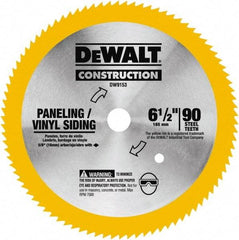 DeWALT - 6-1/2" Diam, 5/8" Arbor Hole Diam, 90 Tooth Wet & Dry Cut Saw Blade - Tungsten Carbide-Tipped, Fast Cutting Action, Diamond Arbor - A1 Tooling