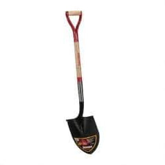 Razor-Back - 12" High x 8-3/4" Wide Round Steel Shovel - 30" Long Steel & Wood D-Grip Handle, Rolled - A1 Tooling