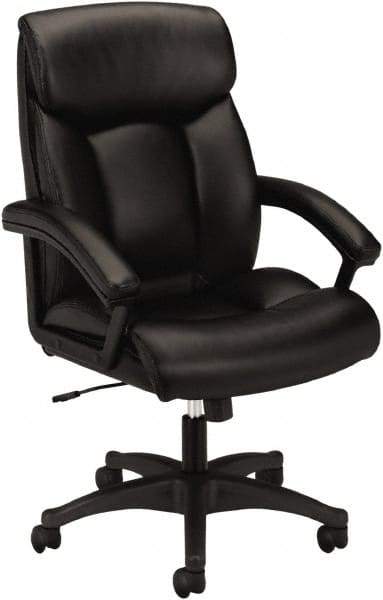 Basyx - 45-1/2" High Executive High Back Leather Chair - 27" Wide x 37-1/2" Deep, Leather Seat, Black - A1 Tooling