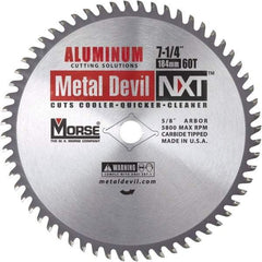 M.K. MORSE - 7-1/4" Diam, 5/8" Arbor Hole Diam, 60 Tooth Wet & Dry Cut Saw Blade - Steel, Standard Round Arbor - A1 Tooling