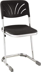 NPS - 18 Inch High, Stationary Square Seat with Steel Backrest - 16-1/4 Inch Deep x 16-3/4 Inch Wide, Plastic Seat, Black and Chrome - A1 Tooling