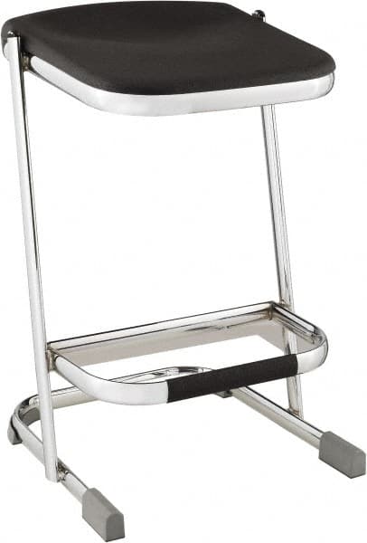 NPS - 24 Inch High, Stationary Fixed Height Stool - 16-1/4 Inch Deep x 16-3/4 Inch Wide, Plastic Seat, Black and Chrome - A1 Tooling