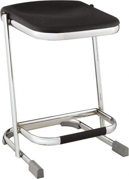 NPS - 22 Inch High, Stationary Fixed Height Stool - 16-1/4 Inch Deep x 16-3/4 Inch Wide, Plastic Seat, Black and Chrome - A1 Tooling