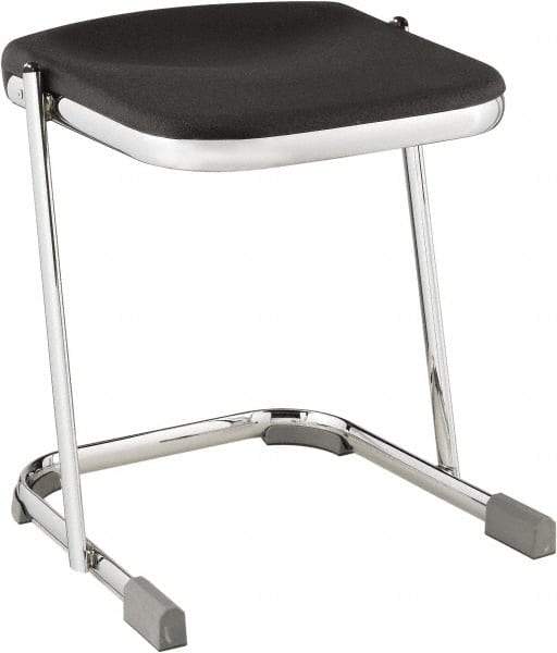 NPS - 18 Inch High, Stationary Fixed Height Stool - 16-1/4 Inch Deep x 16-3/4 Inch Wide, Plastic Seat, Black and Chrome - A1 Tooling