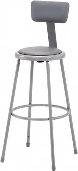 NPS - 30 Inch High, Stationary Fixed Height Stool with Adjustable Height Backrest - 16-1/2 Inch Deep x 16-1/2 Inch Wide, Vinyl Seat, Gray - A1 Tooling