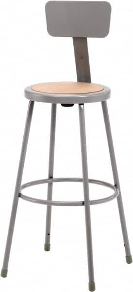 NPS - 30 Inch High, Stationary Fixed Height Stool with Adjustable Height Back - 16-1/2 Inch Deep x 16-1/2 Inch Wide, Hardboard Seat, Gray and Brown - A1 Tooling