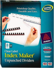 AVERY - 11 x 8-1/2" 8 Tabs, Unpunched Clear Plastic Reinforced, Tab Divider - Clear Tabs, White Folder - A1 Tooling