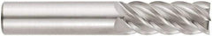 Niagara Cutter - 9/16", 1-1/2" LOC, 9/16" Shank Diam, 3-1/2" OAL, 5 Flute, Solid Carbide Square End Mill - Single End, Uncoated, Spiral Flute, 45° Helix, Centercutting, Right Hand Cut, Right Hand Flute, Series S545 - A1 Tooling