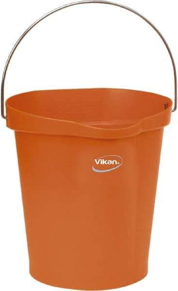 Vikan - 3 Gal, Polypropylene Round Orange Single Pail with Pour Spout - Handle Included - A1 Tooling