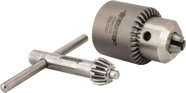 Accupro - 3/8-24, 0.51 to 7.39mm Capacity, Threaded Mount Stainless Steel Drill Chuck - Keyed, 28.4mm Sleeve Diam, 40mm Open Length - Exact Industrial Supply