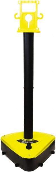 PRO-SAFE - 46-1/2" High, 3" Pole Diam, Warning Post - 55-1/4" Base Diam, Triangle Plastic Base, Black Plastic Post, For Outdoor Use - A1 Tooling