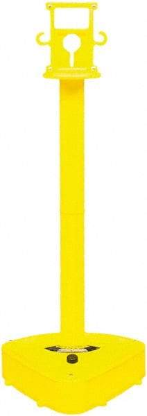 PRO-SAFE - 46-1/2" High, 3" Pole Diam, Warning Post - 55-1/4" Base Diam, Triangle Plastic Base, Yellow Plastic Post, For Outdoor Use - A1 Tooling