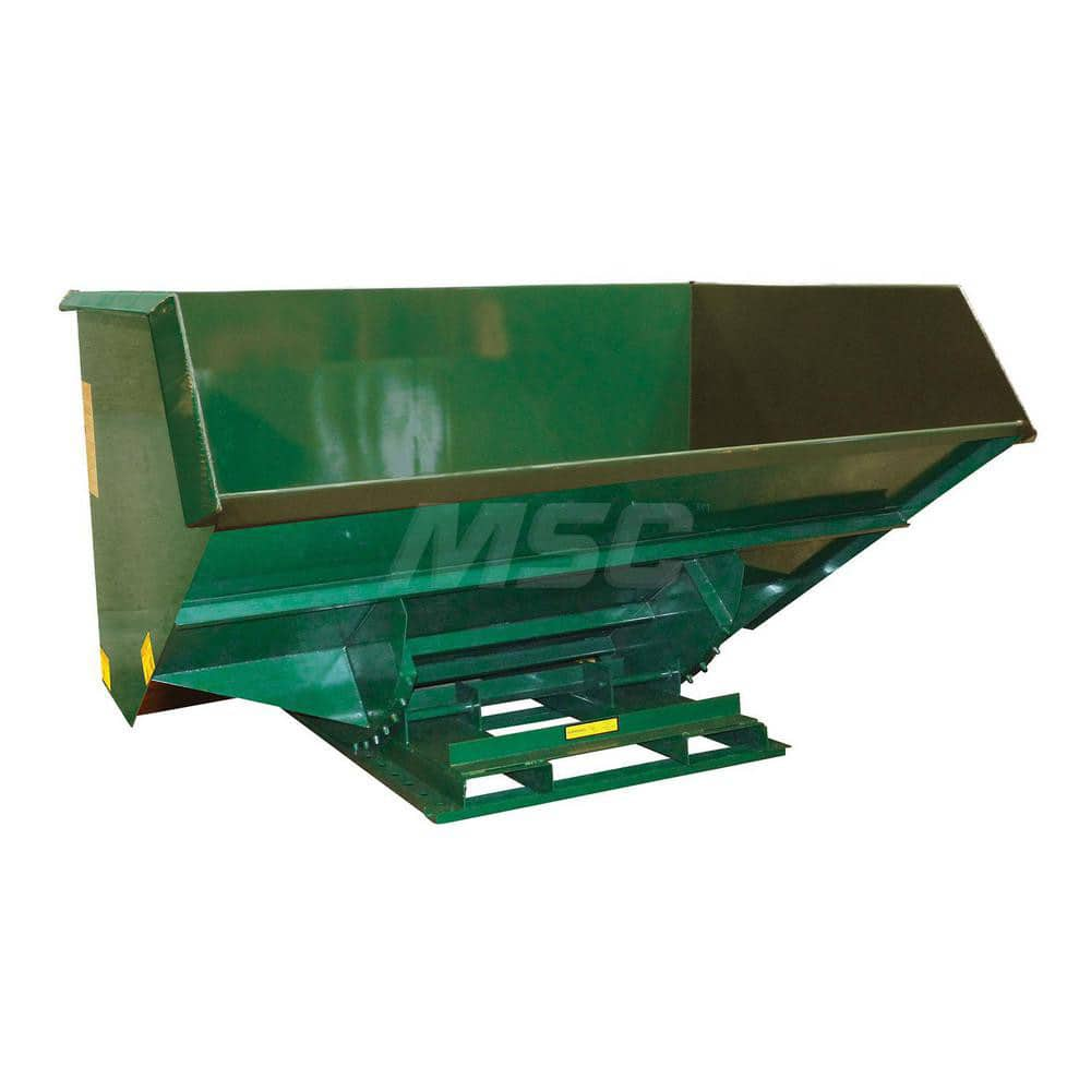 Stationary Tilt Hopper: 6,000 lb Capacity, 106″ Wide, 71.5″ Long, 59.5″ High Green, Powder Coated Steel, Hand Control