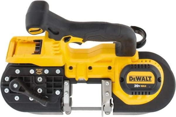 DeWALT - 20 Volt, 32-7/8" Blade, 740 SFPM Cordless Portable Bandsaw - 2-1/2" (Round) & 2-1/2 x 2-1/2" (Rectangle) Cutting Capacity, Lithium-Ion Battery Not Included - A1 Tooling