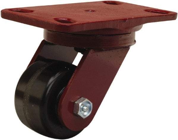 Hamilton - 3-1/4" Diam x 2" Wide x 5-1/4" OAH Top Plate Mount Swivel Caster - Phenolic, 700 Lb Capacity, Straight Roller Bearing, 4-1/2 x 6-1/2" Plate - A1 Tooling