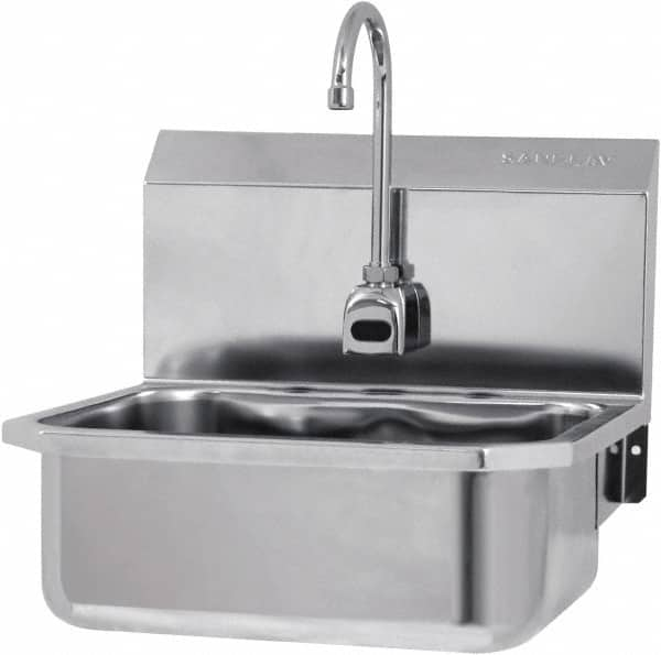 SANI-LAV - 17" Long x 14" Wide Inside, 1 Compartment, Grade 304 Stainless Steel Hands Free Hand Sink - 18 Gauge, 19" Long x 18" Wide x 21" High Outside, 7" Deep - A1 Tooling