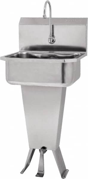 SANI-LAV - 17" Long x 14" Wide Inside, 1 Compartment, Grade 304 Stainless Steel Hands Free Hand Sink - 18 Gauge, 19" Long x 18" Wide x 46" High Outside, 7" Deep - A1 Tooling