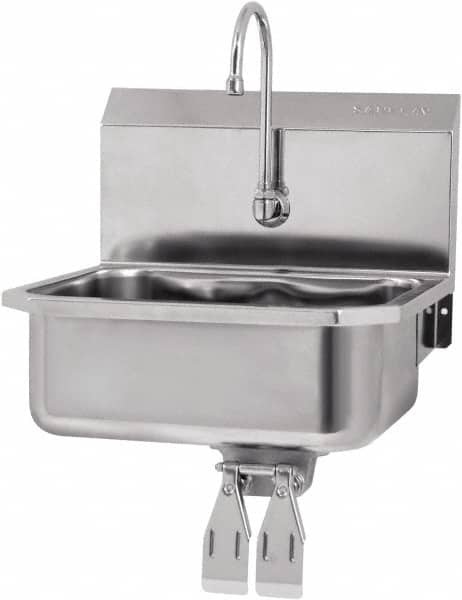 SANI-LAV - 17" Long x 14" Wide Inside, 1 Compartment, Grade 304 Stainless Steel Hands Free Hand Sink - 18 Gauge, 19" Long x 18" Wide x 21" High Outside, 7" Deep - A1 Tooling