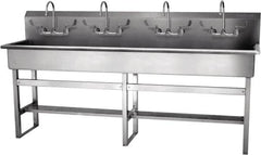 SANI-LAV - 77" Long x 16-1/2" Wide Inside, 1 Compartment, Grade 304 Stainless Steel Hand Sink-Pedestal Mount - 16 Gauge, 80" Long x 20" Wide x 45" High Outside, 8" Deep - A1 Tooling