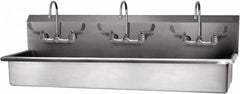 SANI-LAV - 57" Long x 16-1/2" Wide Inside, 1 Compartment, Grade 304 Stainless Steel Hand Sink-Wall Mount - 16 Gauge, 60" Long x 20" Wide x 18" High Outside, 8" Deep - A1 Tooling