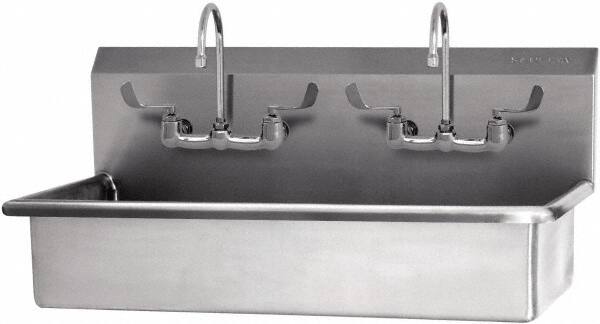 SANI-LAV - 37" Long x 16-1/2" Wide Inside, 1 Compartment, Grade 304 Stainless Steel Hand Sink-Wall Mount - 16 Gauge, 40" Long x 20" Wide x 18" High Outside, 8" Deep - A1 Tooling