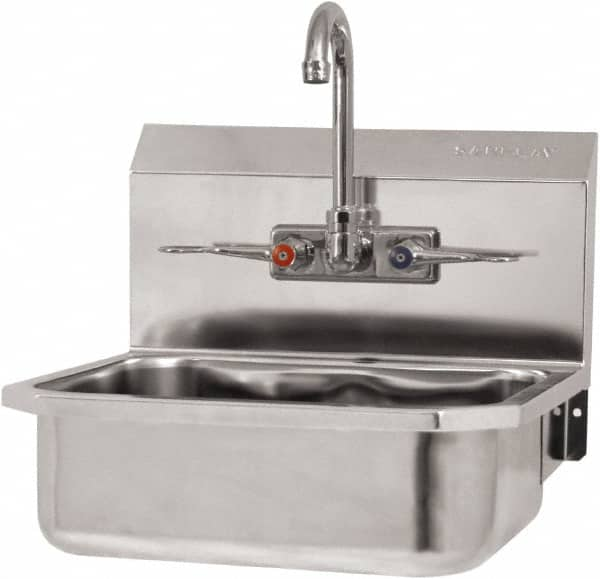 SANI-LAV - 14" Long x 11" Wide Inside, 1 Compartment, Grade 304 Stainless Steel Hand Sink-Wall Mount - 18 Gauge, 16" Long x 15-1/4" Wide x 22-3/4" High Outside, 5" Deep - A1 Tooling