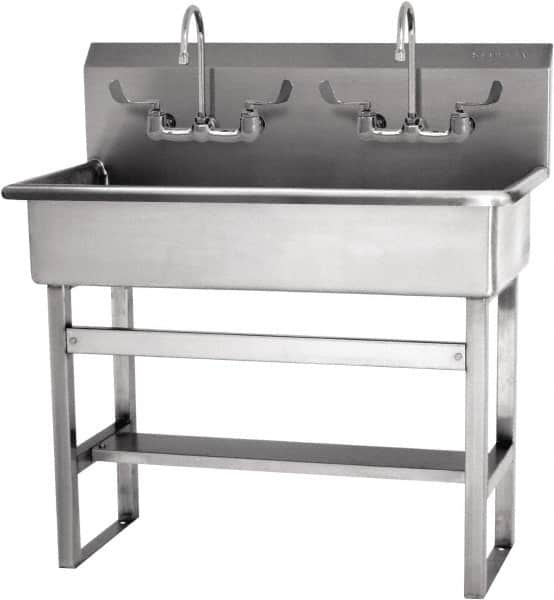 SANI-LAV - 37" Long x 16-1/2" Wide Inside, 1 Compartment, Grade 304 Stainless Steel Hands Free Hand Sink - 16 Gauge, 40" Long x 20" Wide x 45" High Outside, 8" Deep - A1 Tooling