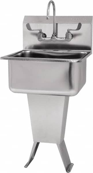 SANI-LAV - 19" Long x 16" Wide Inside, 1 Compartment, Grade 304 Stainless Steel Hand Sink-Pedestal Mount - 18 Gauge, 21" Long x 20" Wide x 46" High Outside, 10" Deep - A1 Tooling