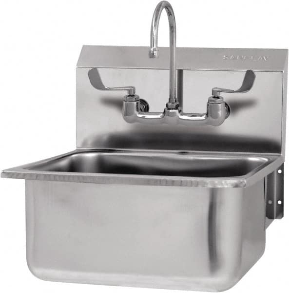 SANI-LAV - 19" Long x 16" Wide Inside, 1 Compartment, Grade 304 Stainless Steel Hand Sink-Wall Mount - 18 Gauge, 21" Long x 20" Wide x 24" High Outside, 10" Deep - A1 Tooling