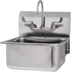 SANI-LAV - 19" Long x 16" Wide Inside, 1 Compartment, Grade 304 Stainless Steel Hand Sink-Wall Mount - 18 Gauge, 21" Long x 20" Wide x 24" High Outside, 10" Deep - A1 Tooling