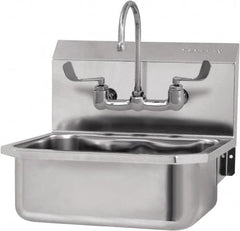 SANI-LAV - 17" Long x 14" Wide Inside, 1 Compartment, Grade 304 Stainless Steel Hand Sink-Wall Mount - 18 Gauge, 19" Long x 18" Wide x 21" High Outside, 7" Deep - A1 Tooling