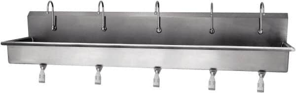 SANI-LAV - 97" Long x 16-1/2" Wide Inside, 1 Compartment, Grade 304 Stainless Steel Hands Free Hand Sink - 16 Gauge, 100" Long x 20" Wide x 18" High Outside, 8" Deep - A1 Tooling