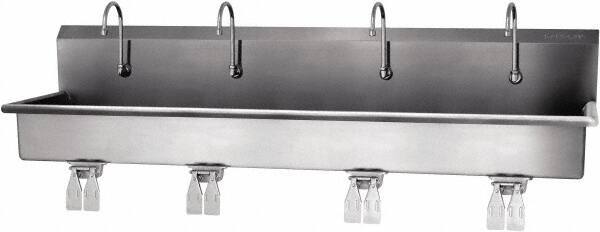 SANI-LAV - 77" Long x 16-1/2" Wide Inside, 1 Compartment, Grade 304 Stainless Steel Hands Free Hand Sink - 16 Gauge, 80" Long x 20" Wide x 18" High Outside, 8" Deep - A1 Tooling