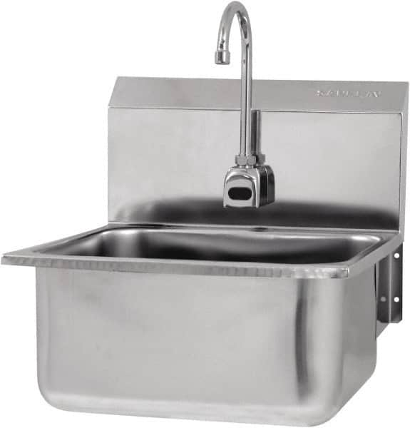 SANI-LAV - 19" Long x 16" Wide Inside, 1 Compartment, Grade 304 Stainless Steel Hands Free Hand Sink - 18 Gauge, 21" Long x 20" Wide x 24" High Outside, 10" Deep - A1 Tooling