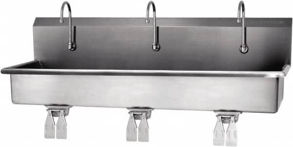 SANI-LAV - 57" Long x 16-1/2" Wide Inside, 1 Compartment, Grade 304 Stainless Steel Hands Free Hand Sink - 16 Gauge, 60" Long x 20" Wide x 18" High Outside, 8" Deep - A1 Tooling